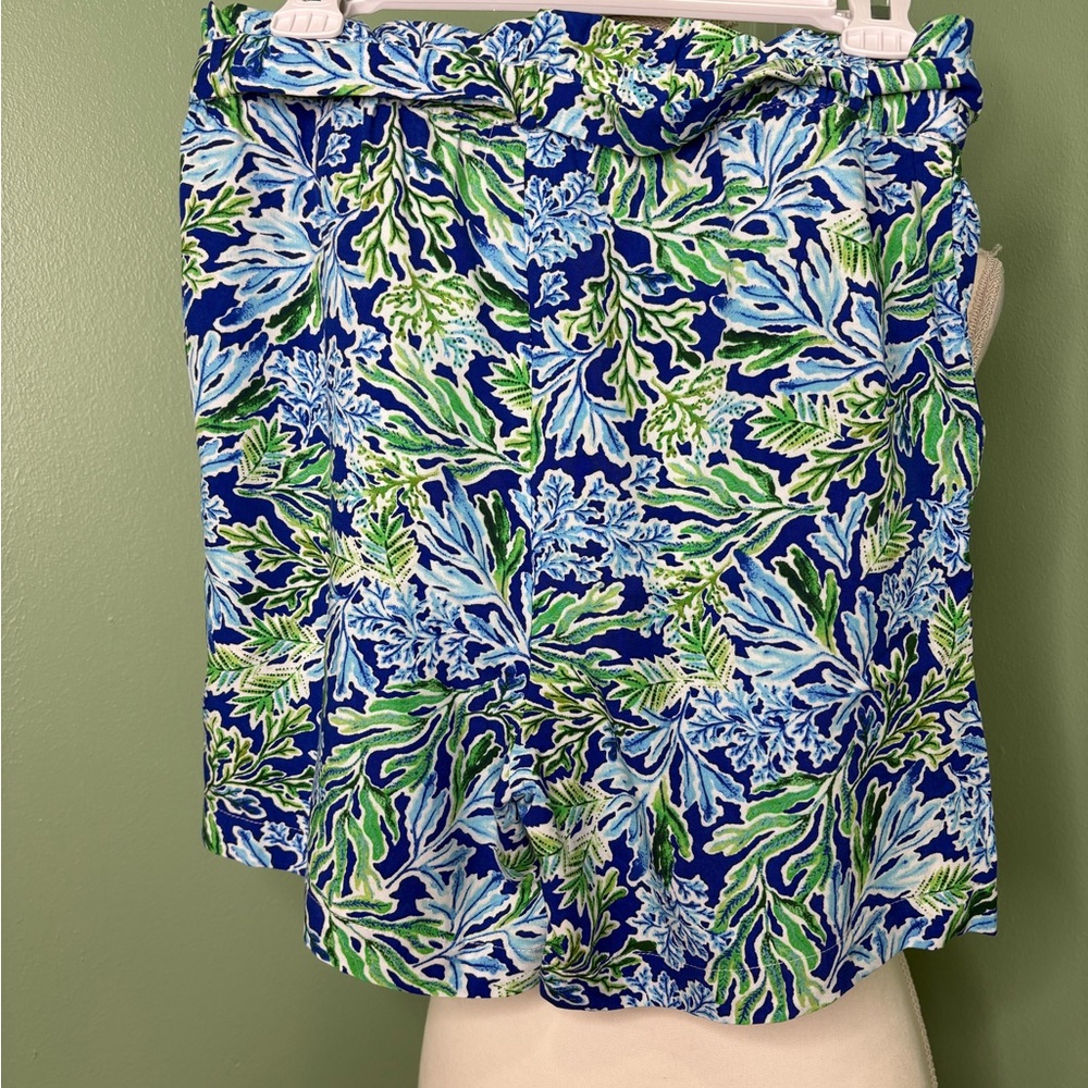 Floral Blue and Green Women's Shorts - Picture 4 of 7